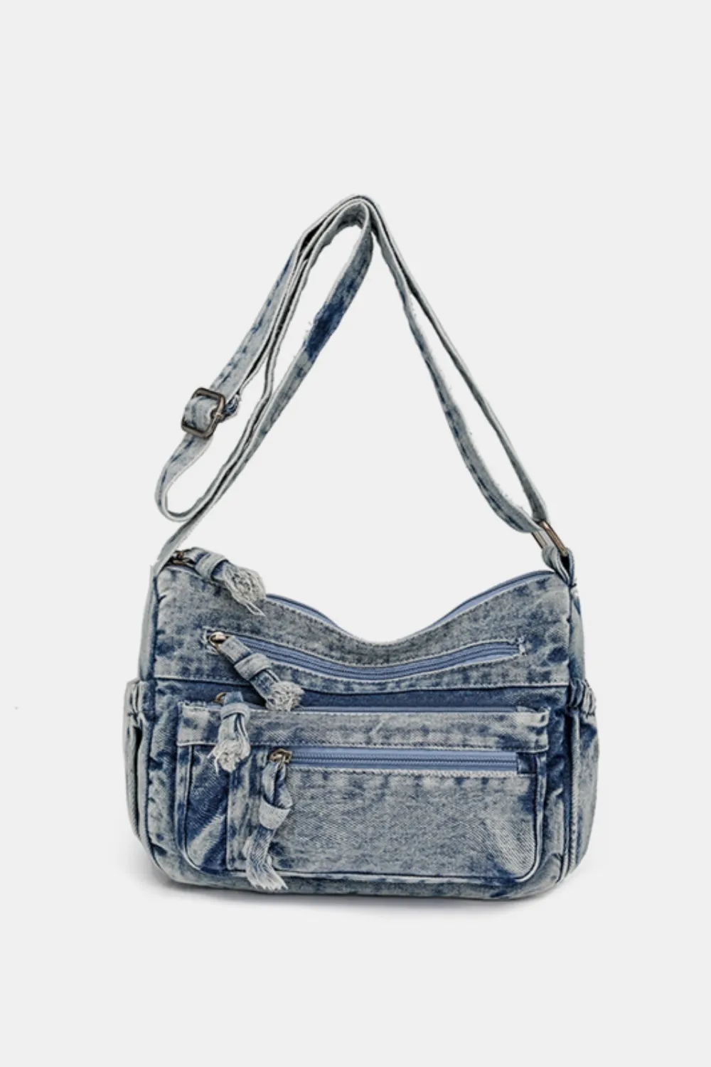 Adjustable Strap Denim Crossbody Bag - Image 5