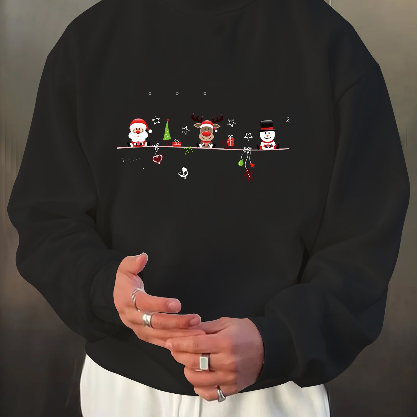 Men'S Christmas Print Long Sleeve Sweatshirt, Casual Spo - Image 6