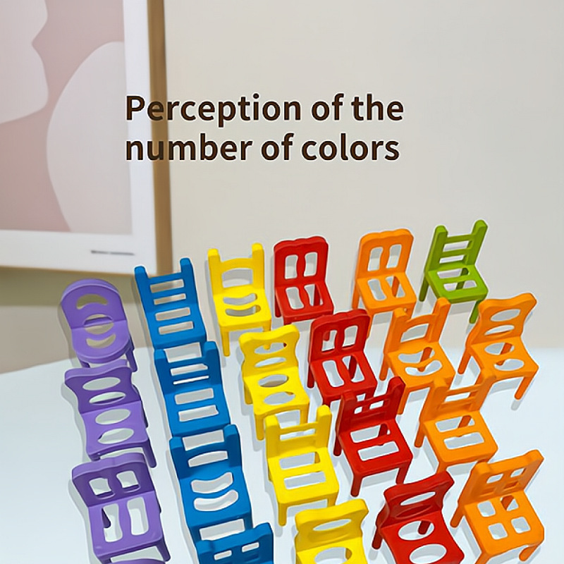 Children's puzzle stacking chair toy stool stacking music parent-child interactive game Christmas toy gift - Image 2