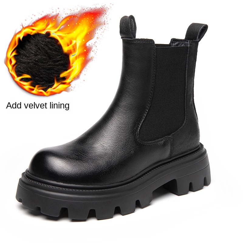 Height increasing short boots with plush chimney single boots - Image 8