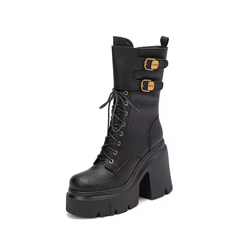 Women's Martin boots with thick sole and height increasing midsole - Image 7