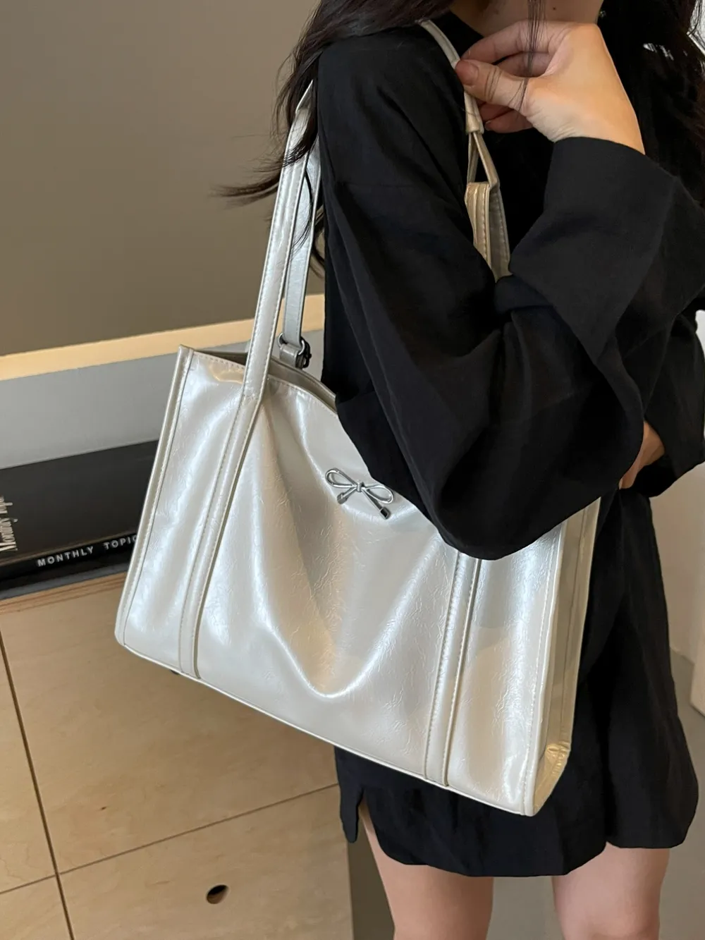 PU Leather Bow Shoulder Bag - Image 19