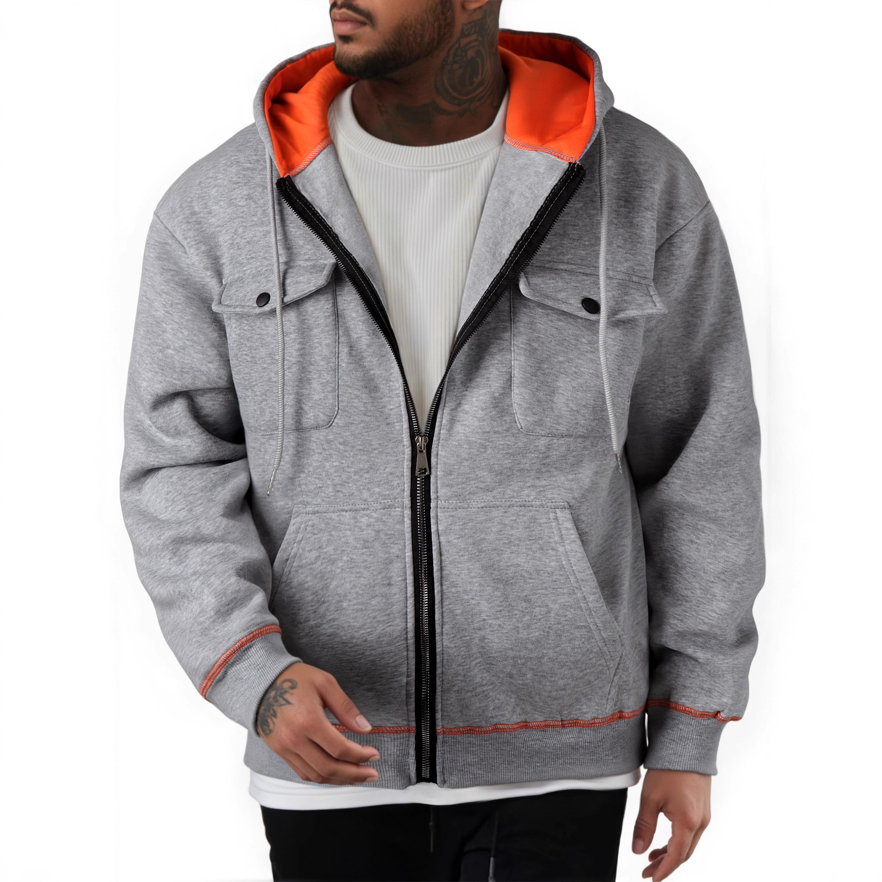 Men's Plus Size Casual Zipper Sweater - Image 2