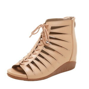 Hollow Out Wedge Sandals with Ankle Strap High-Top Roman Shoes Fish Mouth Sandals for Women