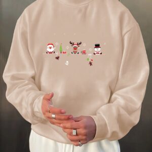 Men'S Christmas Print Long Sleeve Sweatshirt, Casual Spo
