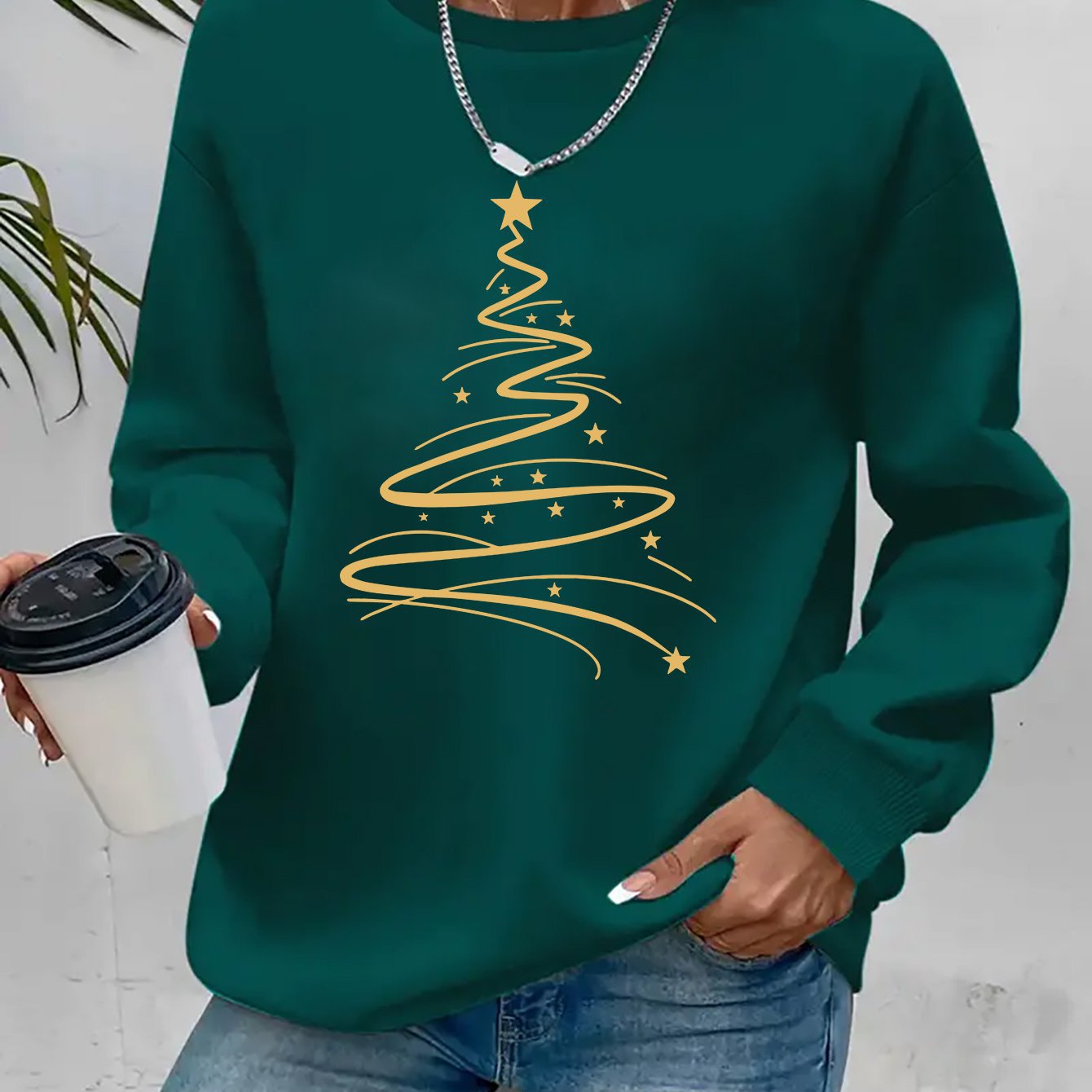 Women's Casual Christmas Print Long Sleeve Sweatshirt - Vibr - Image 9