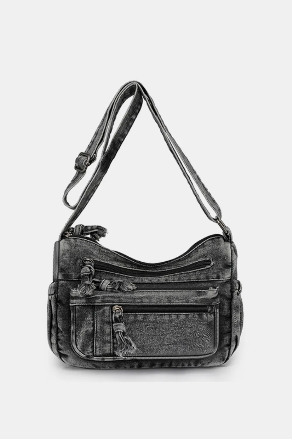 Adjustable Strap Denim Crossbody Bag - Image 7