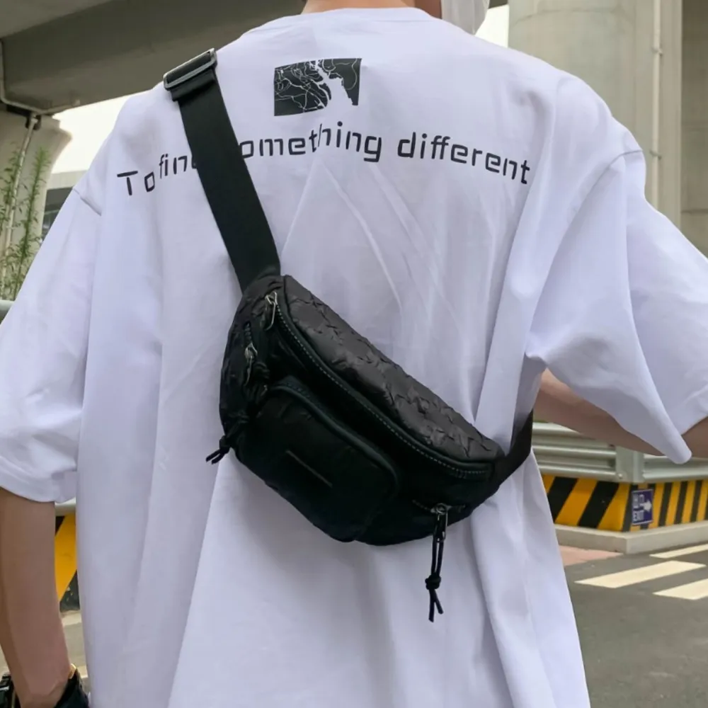 Checkered Adjustable Strap Nylon Crossbody Bag - Image 9