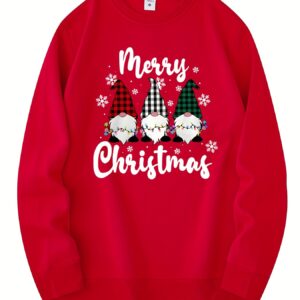Men's Christmas Gnome Graphic Sweatshirt - Olive Green Casua