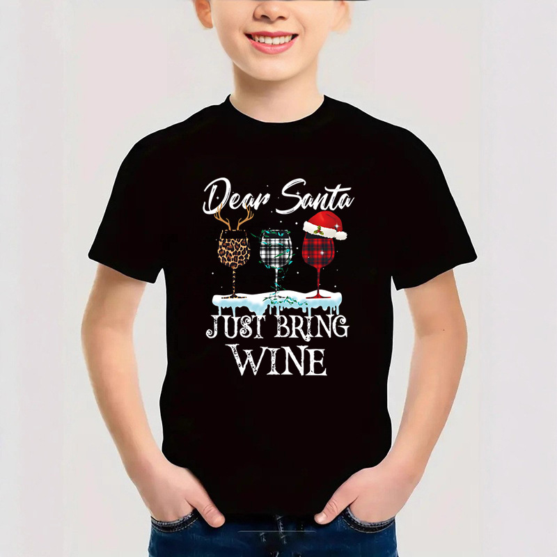 Combed Cotton New Christmas Children's Short Sleeve Girls' T-Shirt Kids Clothing Boys' Short Sleeve - Image 9