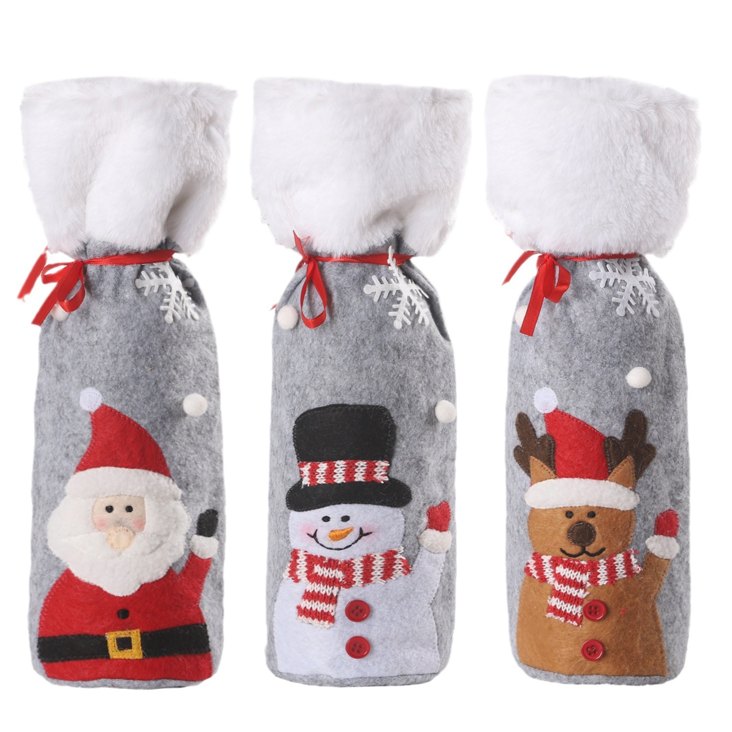 Christmas supplies red wine bottle covers elderly snowmen elk red wine bags household items - Image 5