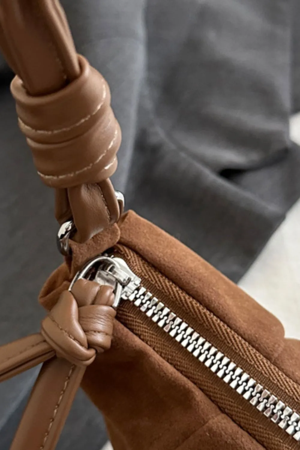 Suede Croissant Shape Shoulder Bag - Image 2