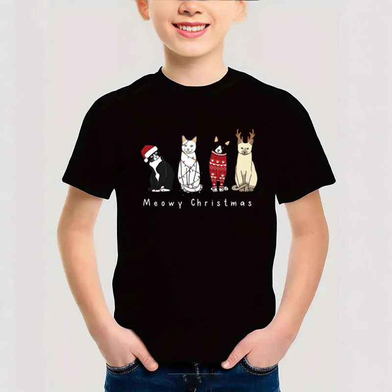 Combed Cotton New Christmas Children's Short Sleeve Girls' T-Shirt Kids Clothing Boys' Short Sleeve - Image 14