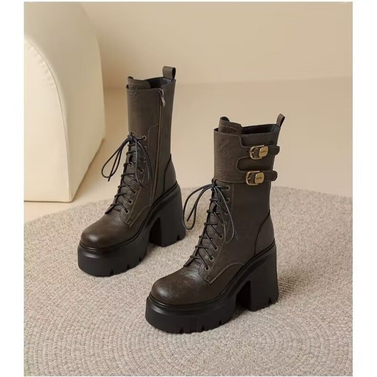 Women's Martin boots with thick sole and height increasing midsole - Image 2