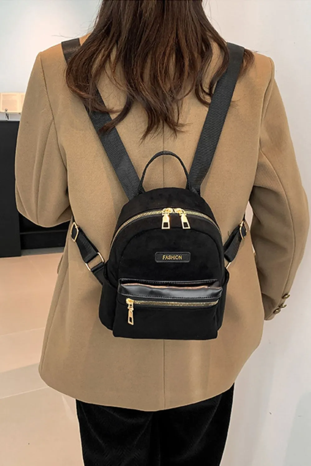 Suede Adjustable Strap Backpack Bag - Image 8