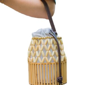 Crossbody bamboo bag hand woven bamboo bag rattan woven bag vacation beach bag craft shoulder bag