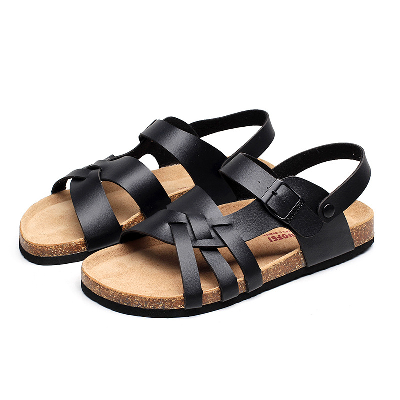 Cork Sandals Men Hollow Two-Way Men Summer Large Size Flat Sandals Beach Shoes - Image 5