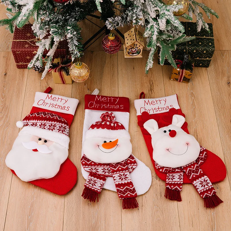 Christmas Decorative Socks 3D Elderly Elk Knitted Socks Children's Gift Bag Red Christmas Socks - Image 7