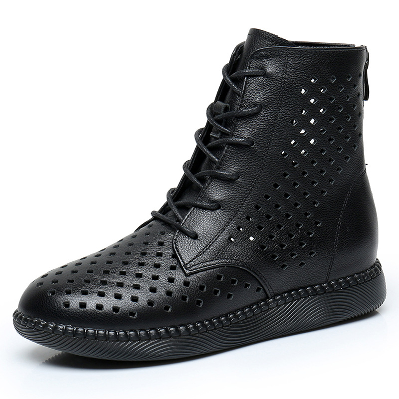 Flat bottomed soft leather perforated boots versatile oversized retro hollowed out Martin boots for women - Image 7