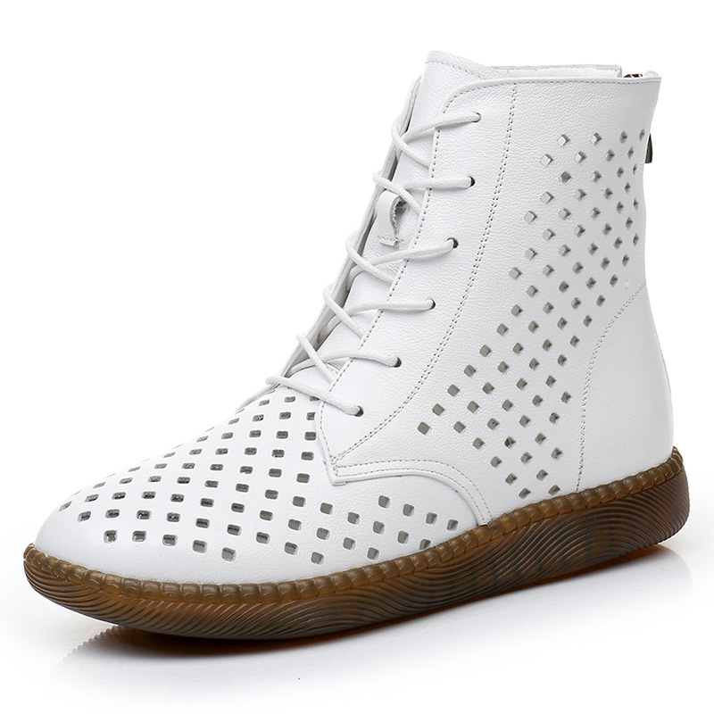 Flat bottomed soft leather perforated boots versatile oversized retro hollowed out Martin boots for women - Image 6