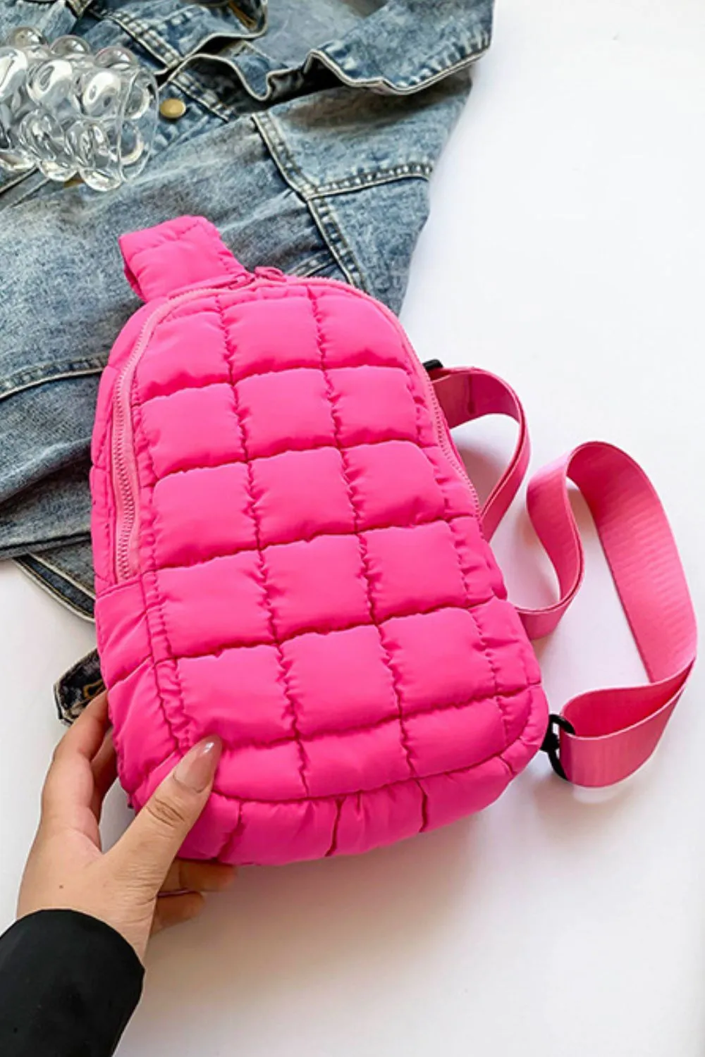 Quilted Nylon Crossbody Bag - Image 8