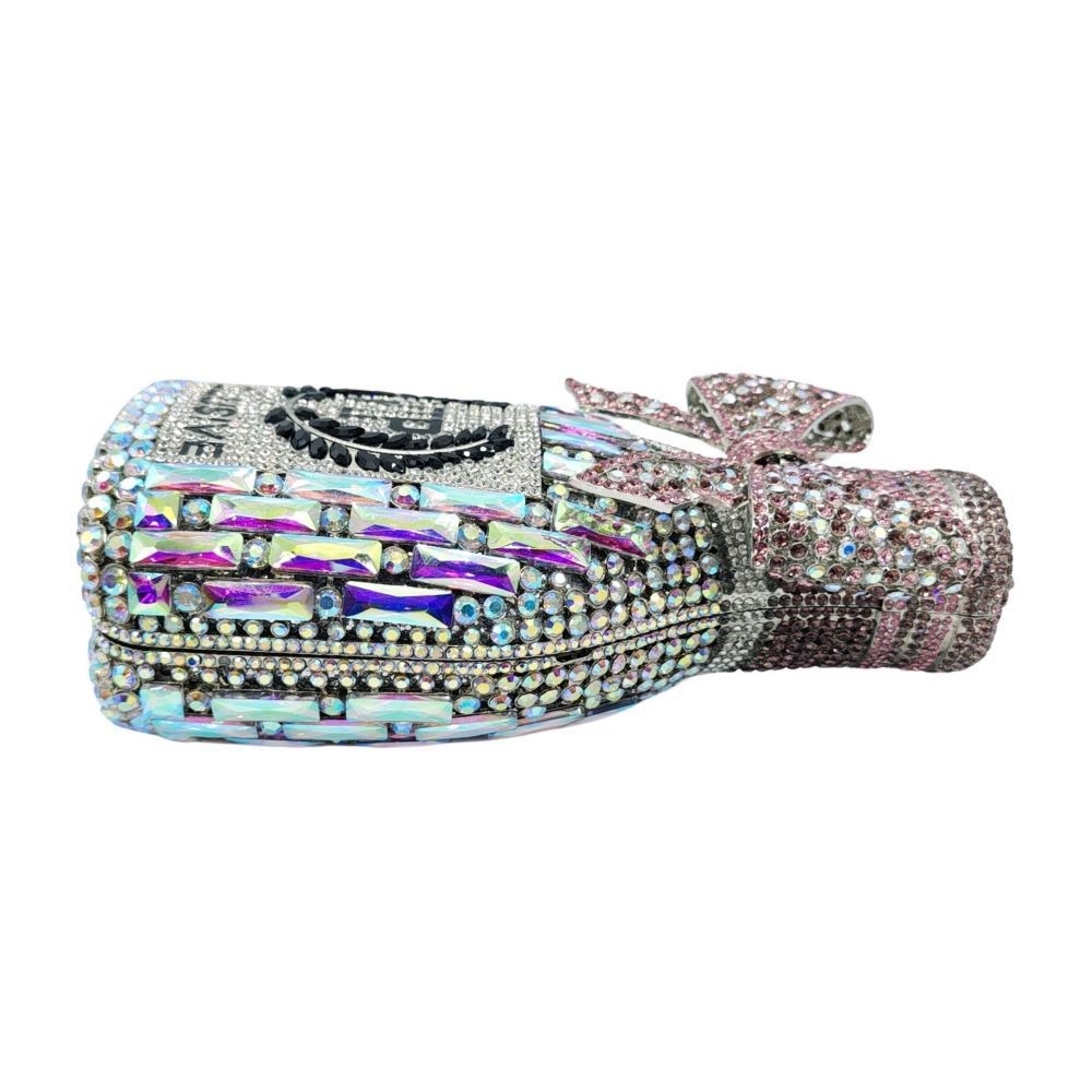 Bow Champagne Wine Bottle Diamond Set Banquet Bag Crystal Handbag for Women - Image 11