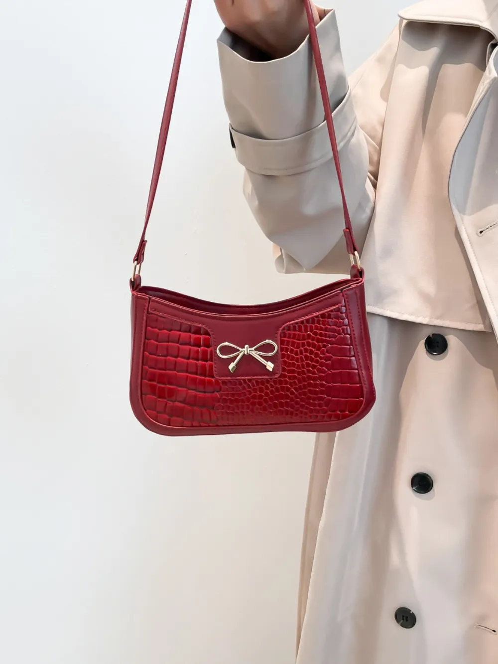 Bow PU Leather Shoulder Bag - Image 2