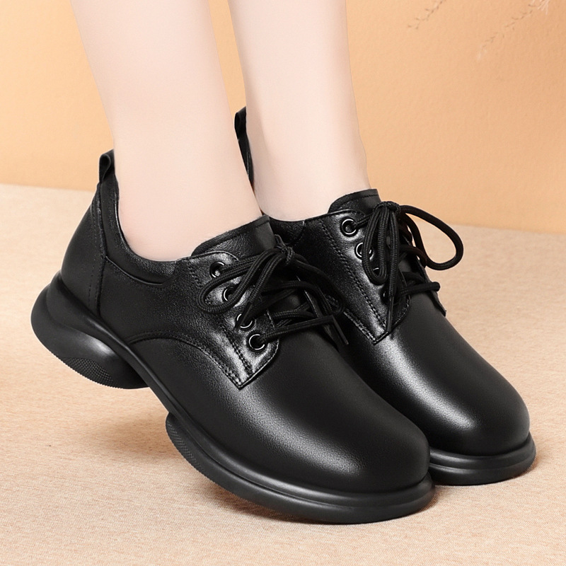 Fashion women's single leather shoes low heel thick heel casual single shoes - Image 6