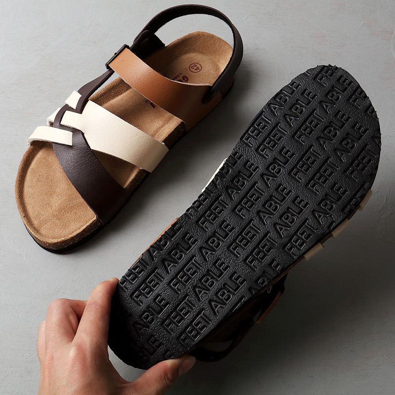Cork Sandals Men Hollow Two-Way Men Summer Large Size Flat Sandals Beach Shoes - Image 3