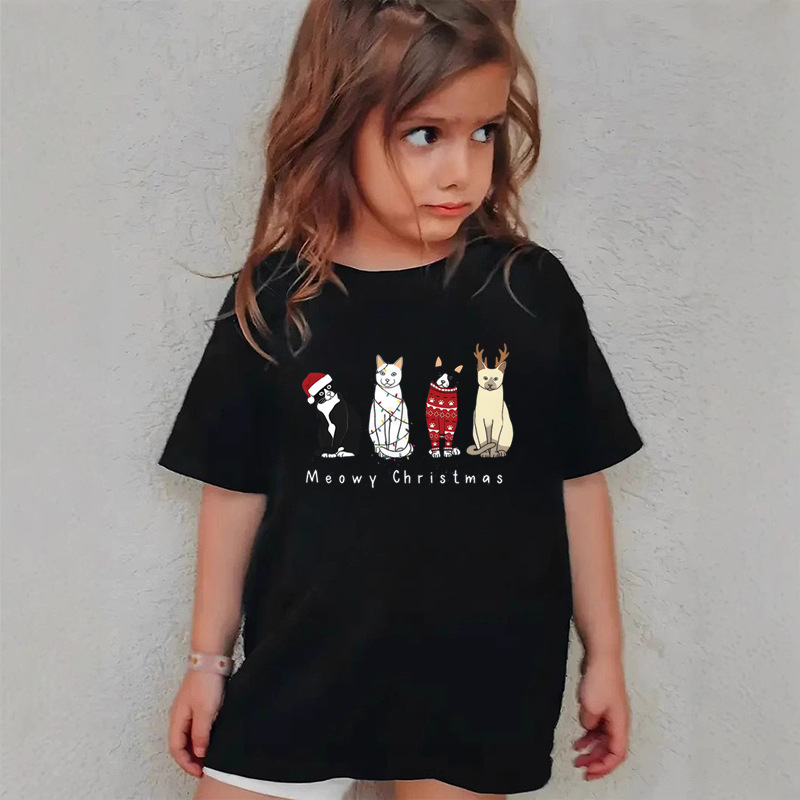 Combed Cotton New Christmas Children's Short Sleeve Girls' T-Shirt Kids Clothing Boys' Short Sleeve - Image 11