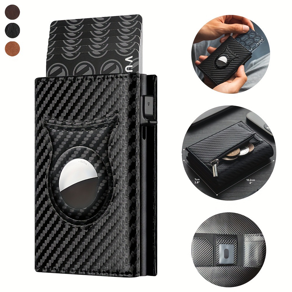 Men's Carbon Fiber Magnetic Card Clip PU Leather RFID Bank Card Bag Large Capacity Card Clip - Image 7