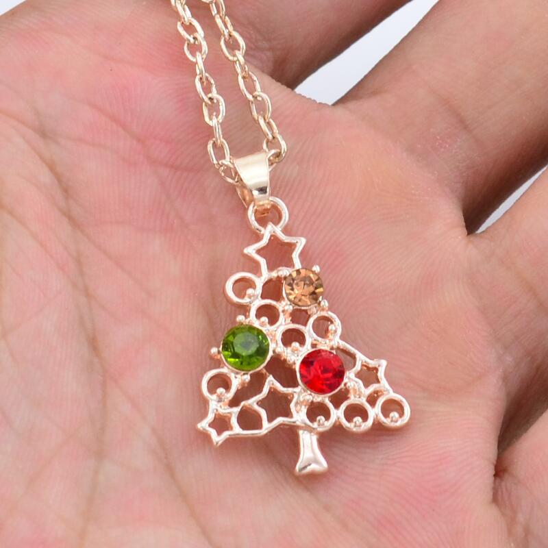 Christmas Gift Accessories Fashionable Hollow out Micro inlaid Zircon Christmas Tree Necklace - Image 2