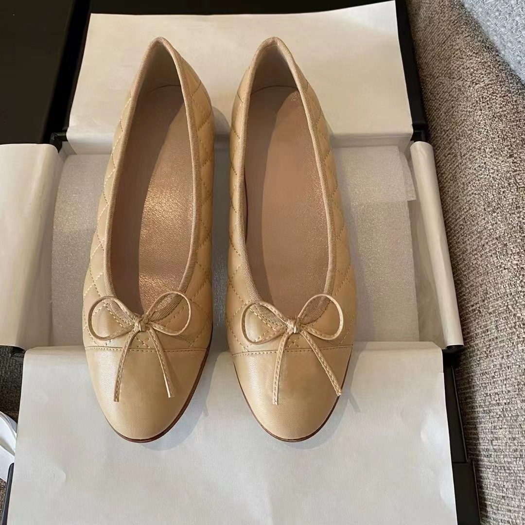 Ballet Flat Shoes Women Charming Classic Bow Slip-On Low Heel Plain Shoes - Image 10