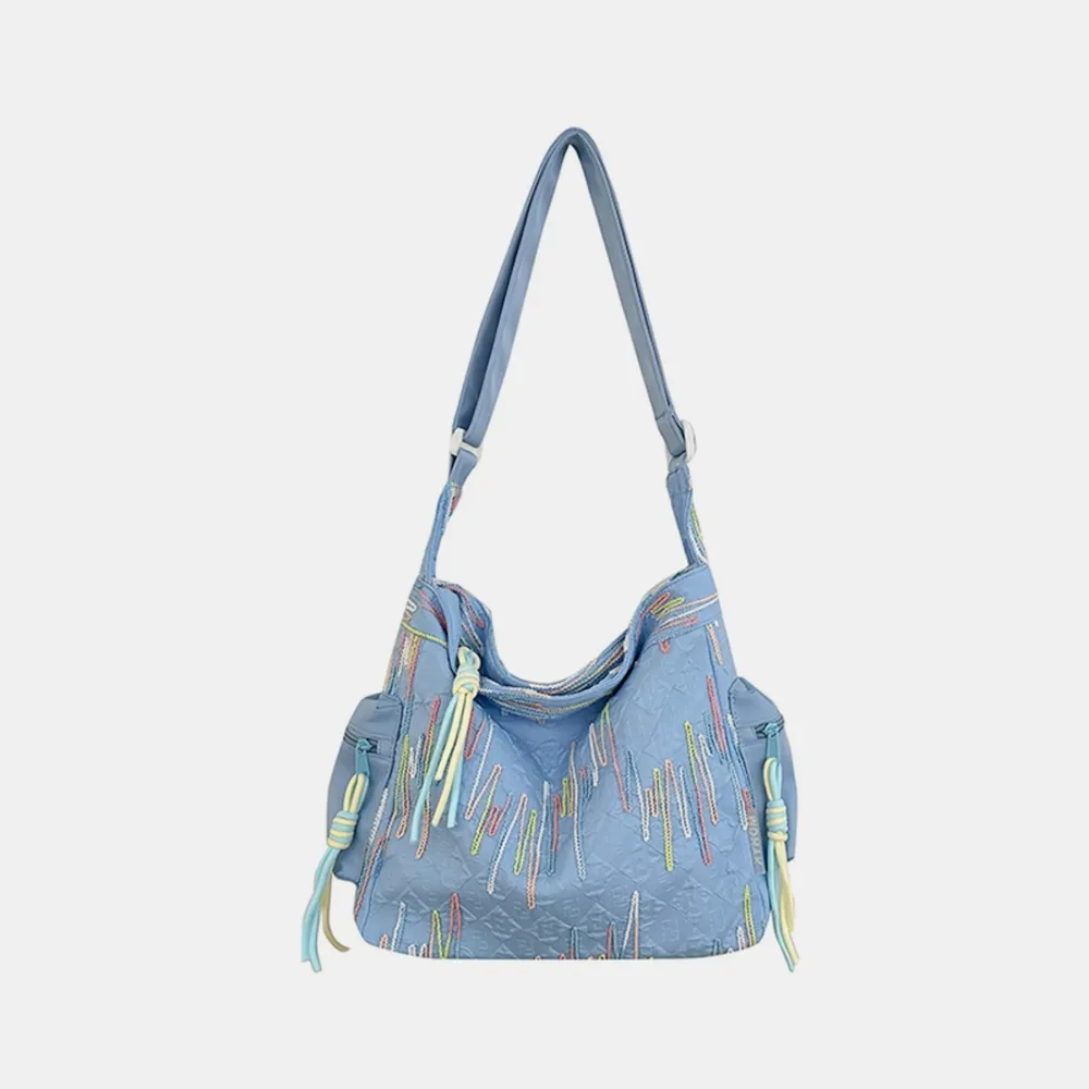 Contrast Texture Shoulder Bag - Image 14