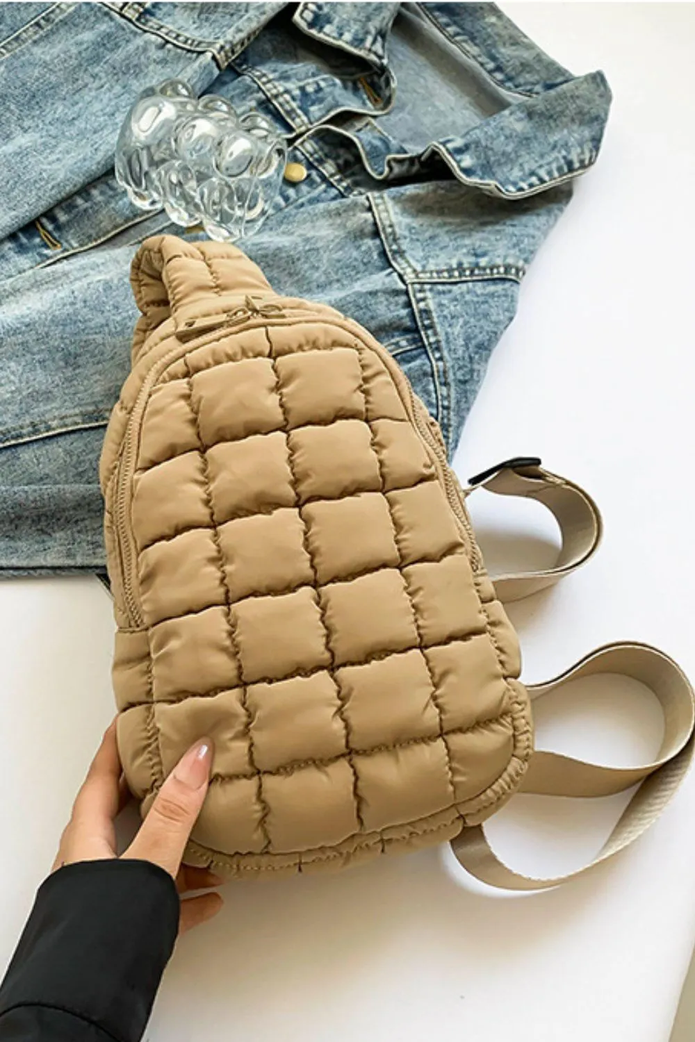 Quilted Nylon Crossbody Bag - Image 5