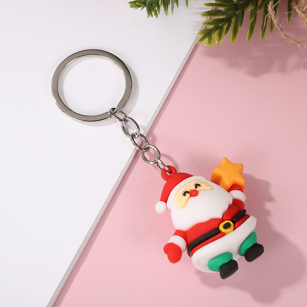 Christmas series keychains cute cartoon soft rubber dolls creative three-dimensional Santa Claus pendants small gifts - Image 6