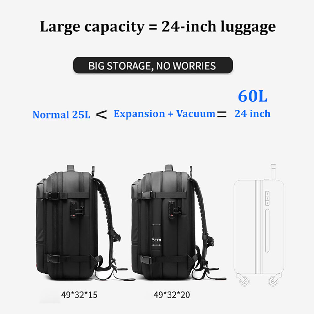 Expandable Waterproof Travel Backpacks Men Business Laptop Backpack With Valve Vacuum Compression Backpack - Image 6