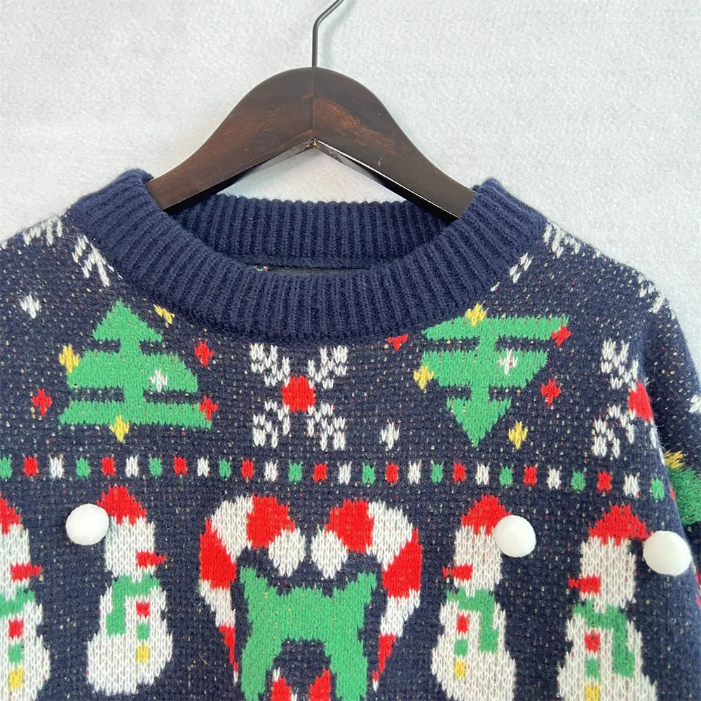 Christmas Pattern Round Neck Long Sleeve Sweater - Image 5