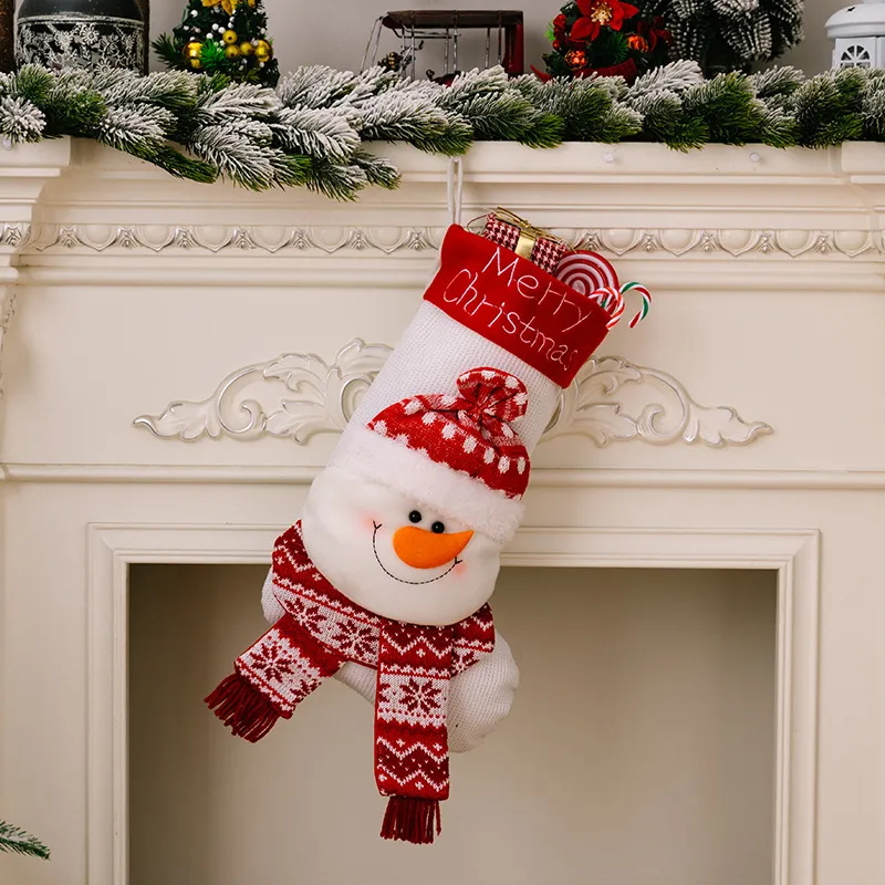 Christmas Decorative Socks 3D Elderly Elk Knitted Socks Children's Gift Bag Red Christmas Socks - Image 4