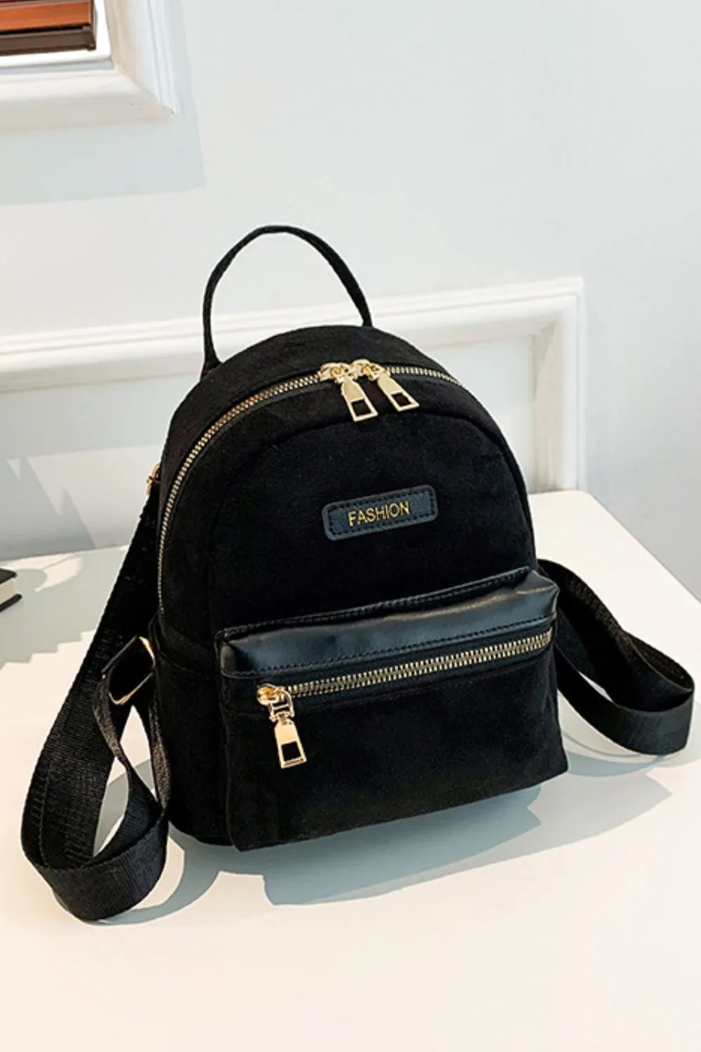 Suede Adjustable Strap Backpack Bag - Image 6