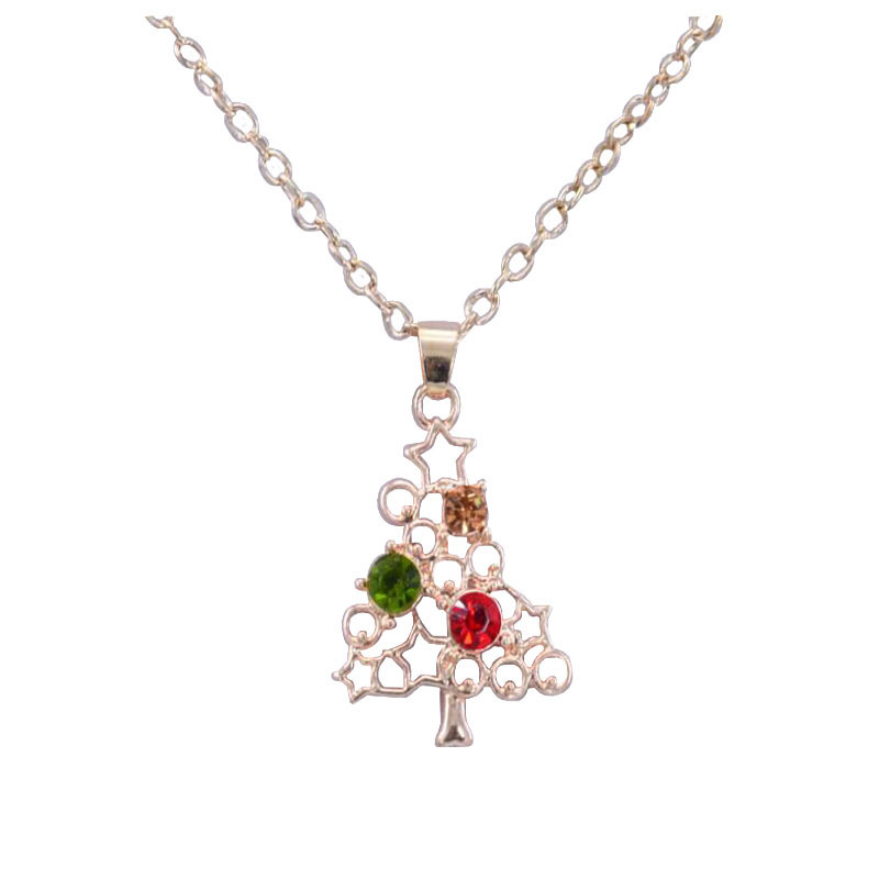Christmas Gift Accessories Fashionable Hollow out Micro inlaid Zircon Christmas Tree Necklace - Image 3