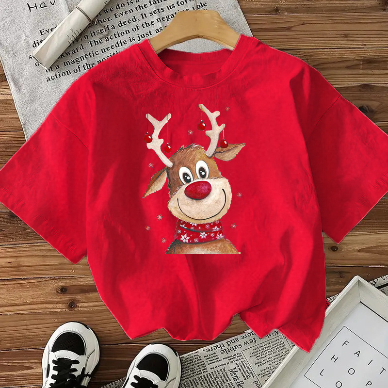 Fashionable Style Short Sleeve Cotton Women's Top American Christmas New Arrival - Image 5