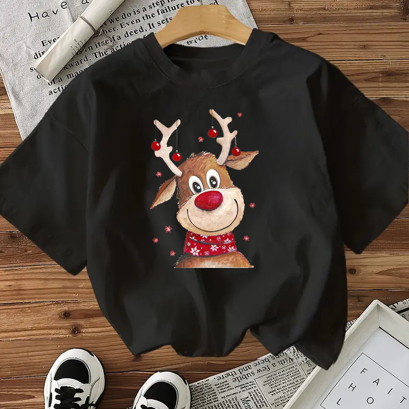 Fashionable Style Short Sleeve Cotton Women's Top American Christmas New Arrival - Image 6