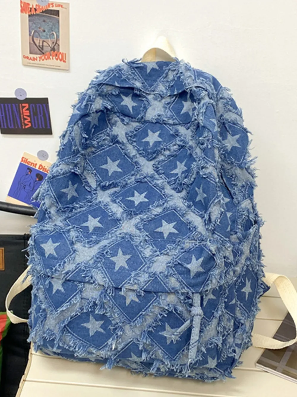 Star Denim Backpack Bag - Image 6