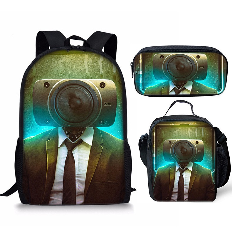 New 3PC-SET Skibidi Toilet Man Backpack Custom Game Peripheral Schoolbags For Primary Secondary School Teenage - Image 16