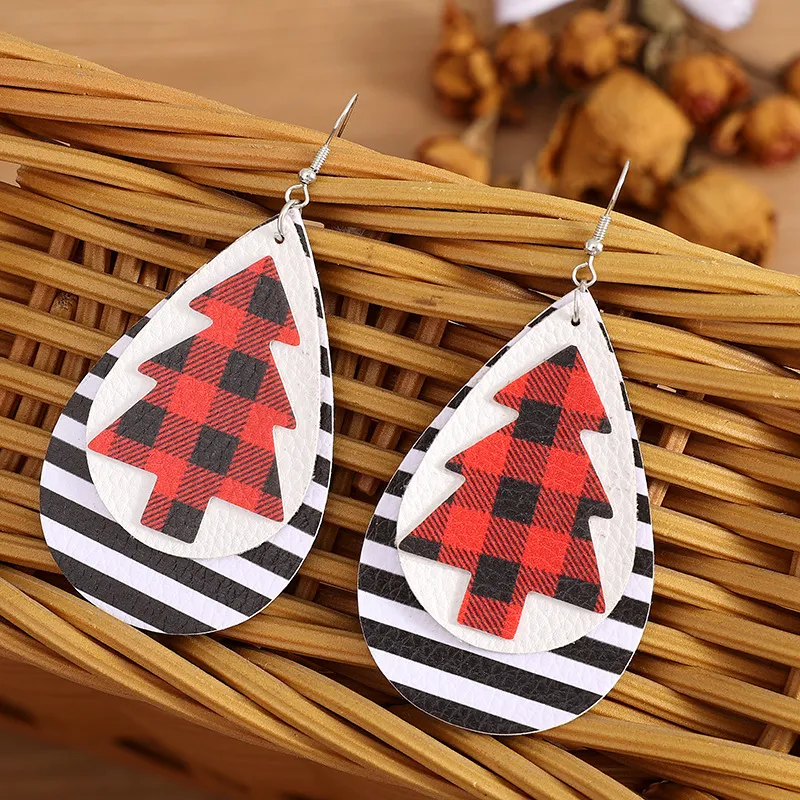 Christmas Tree PU Leather Earrings - Image 3