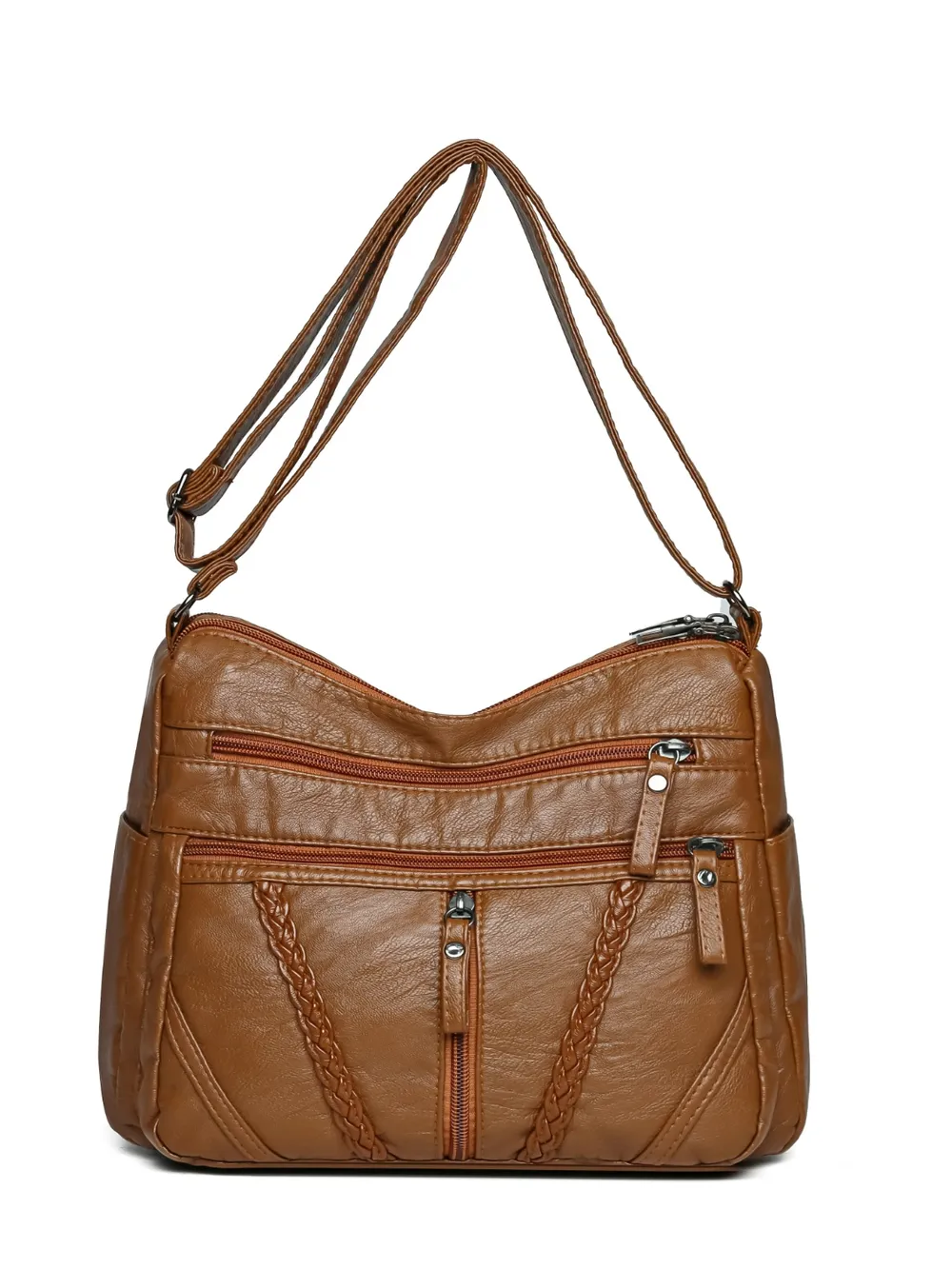 Adjustable Strap PU Leather Shoulder Bag - Image 9
