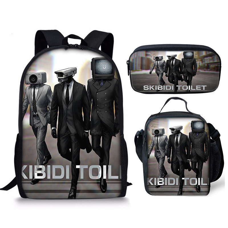 New 3PC-SET Skibidi Toilet Man Backpack Custom Game Peripheral Schoolbags For Primary Secondary School Teenage - Image 32