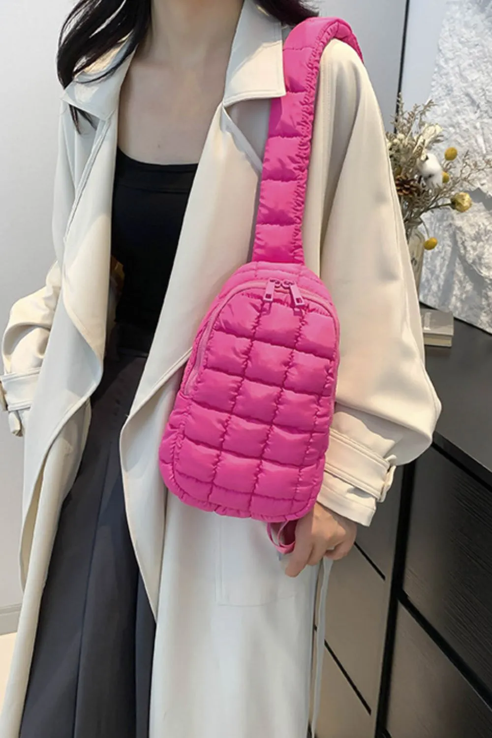 Quilted Nylon Crossbody Bag - Image 9