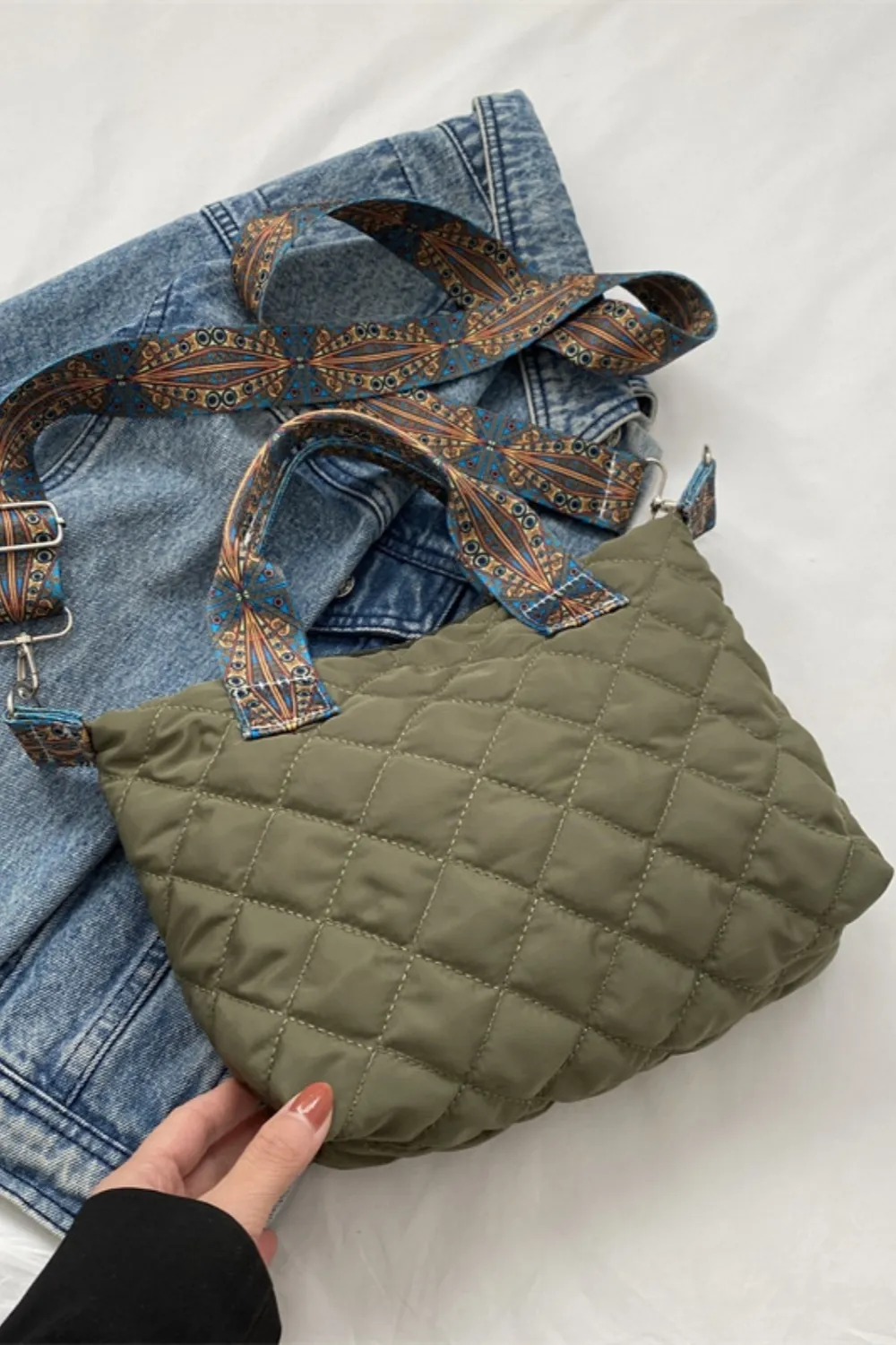 Bubble Textured Printed Strap Handbag - Image 10